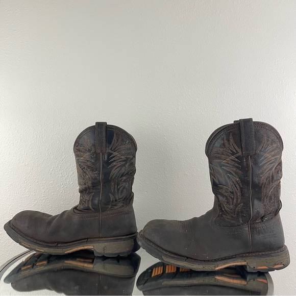 !SOLD! ARIAT Mens Brown Leather WorkHog Waterproof Western Cowboy Work Boots - Picture 10 of 14